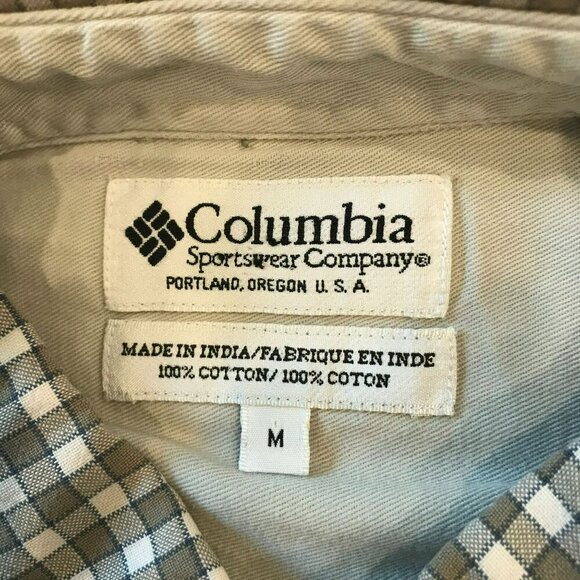 Columbia Men's Classic Long Sleeve Outdoor Shirt Sz Medium Tan Check Activewear - Picture 12 of 16